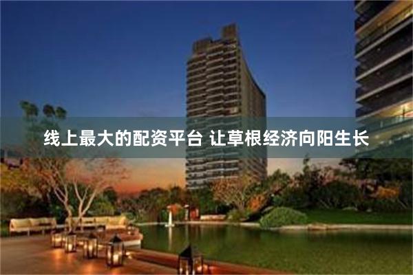 线上最大的配资平台 让草根经济向阳生长